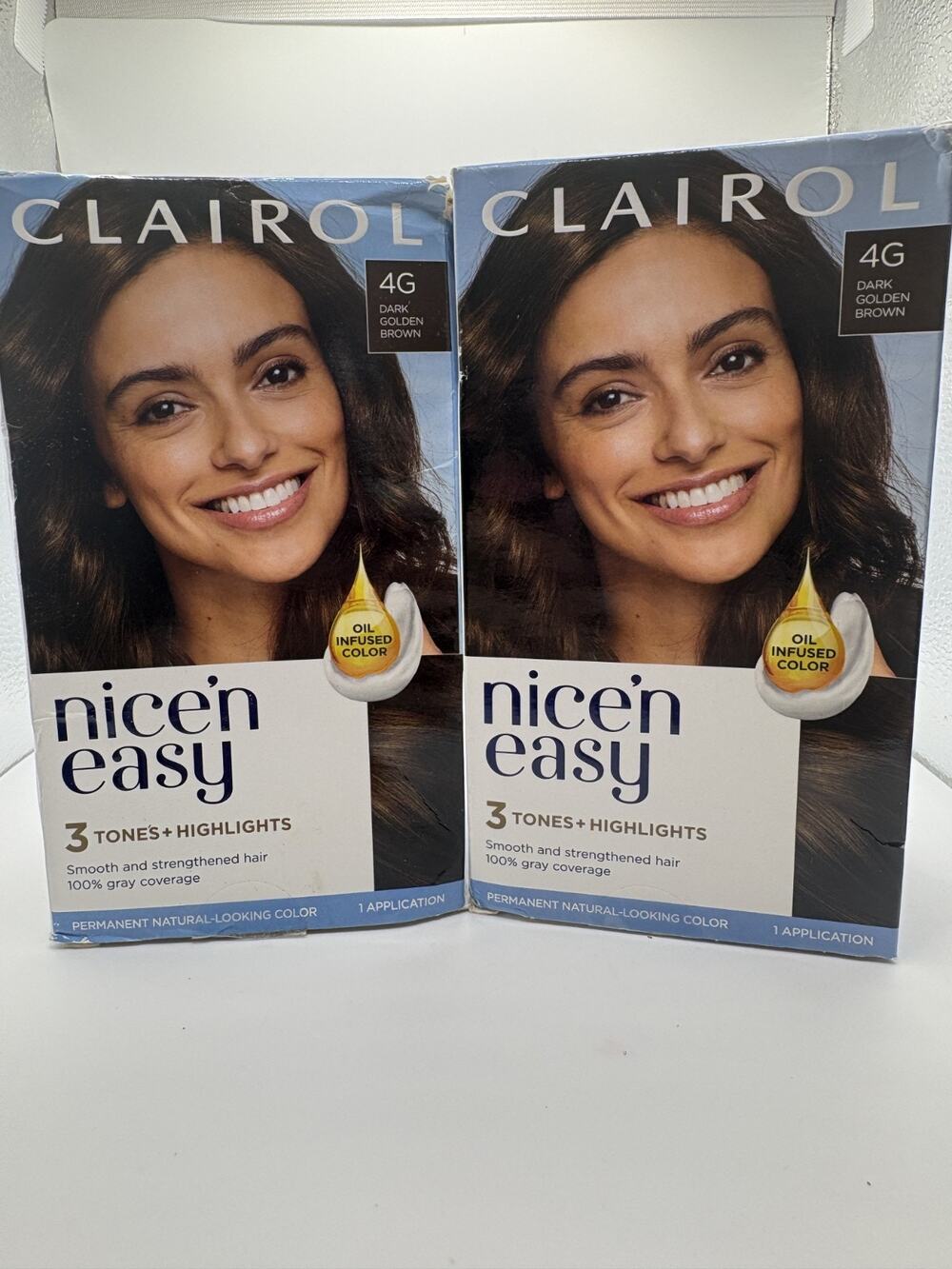 Clairol Nice'n Easy Permanent Hair Color 4G Dark Golden Brown Lot Of 2 Boxes